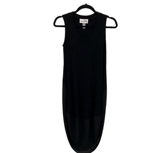 JOSEPH RIBKOFF black evening dress with sheer space at hemline